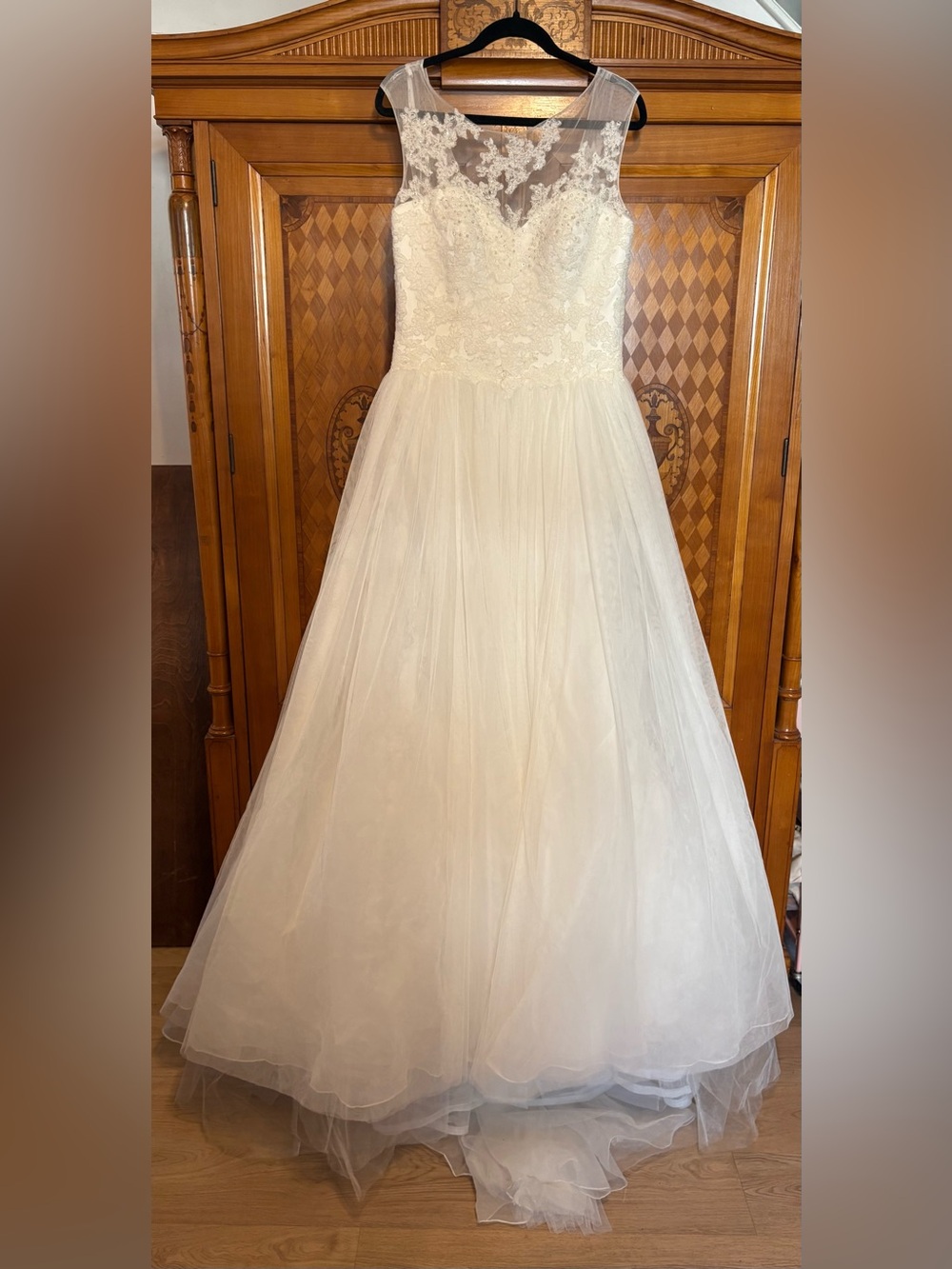 Pronovias Barcelona Lace Beaded Ivory Bridal Gown with Train